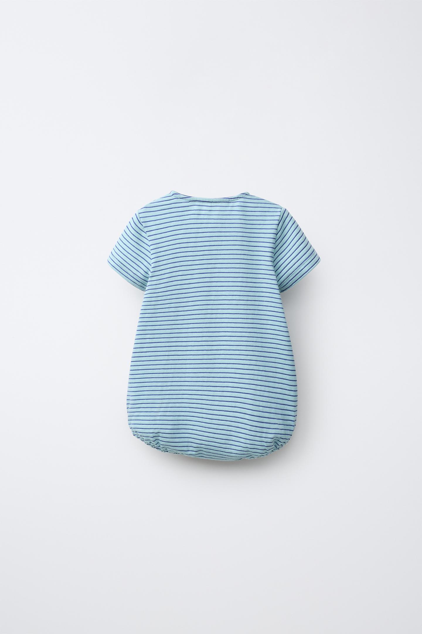 Детский комбинезон Zara Striped, цвет: Синий / Белый — фото 3