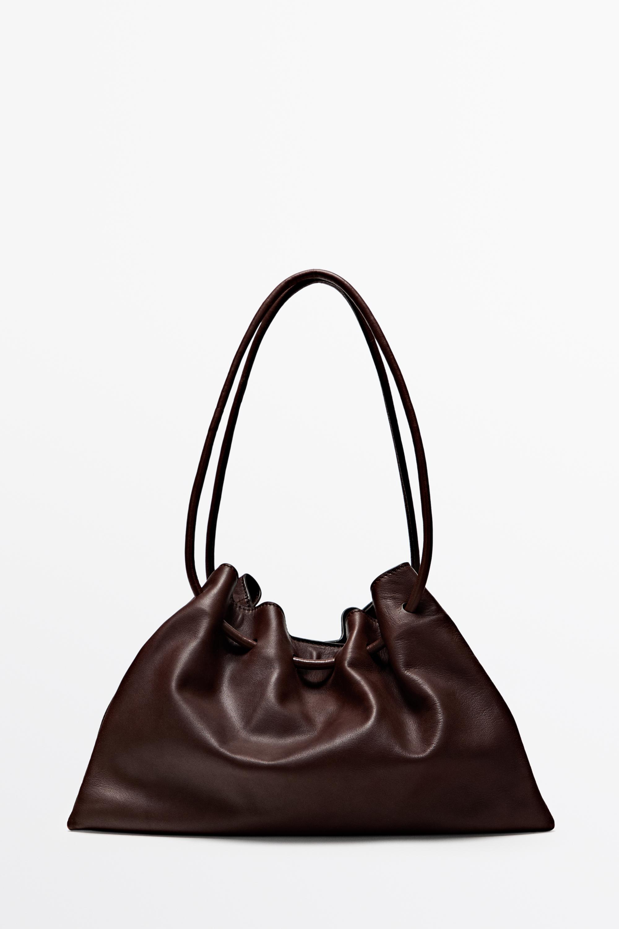 Nappa leather ruffled bag - Brown | ZARA United States