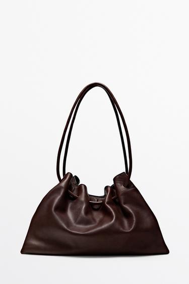 Zara Nappa leather ruffled bag - Brown - Image 0