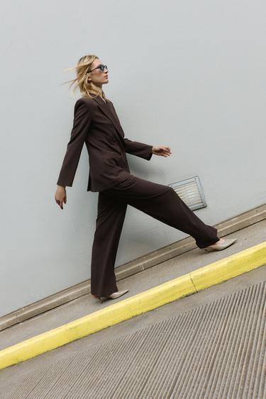 STRAIGHT-LEG DARTED TROUSERS - Brown by Zara - Image 6