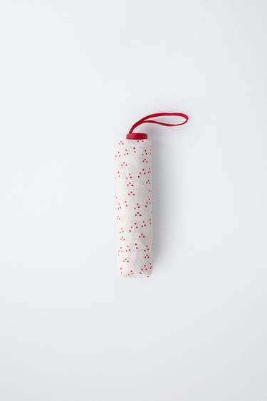 HEART PRINT FOLDING UMBRELLA - Ecru by Zara - Image 4