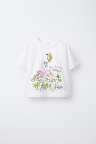 CAMISETA MANGA RANGLÁN ESTAMPADA - Blanco de Zara