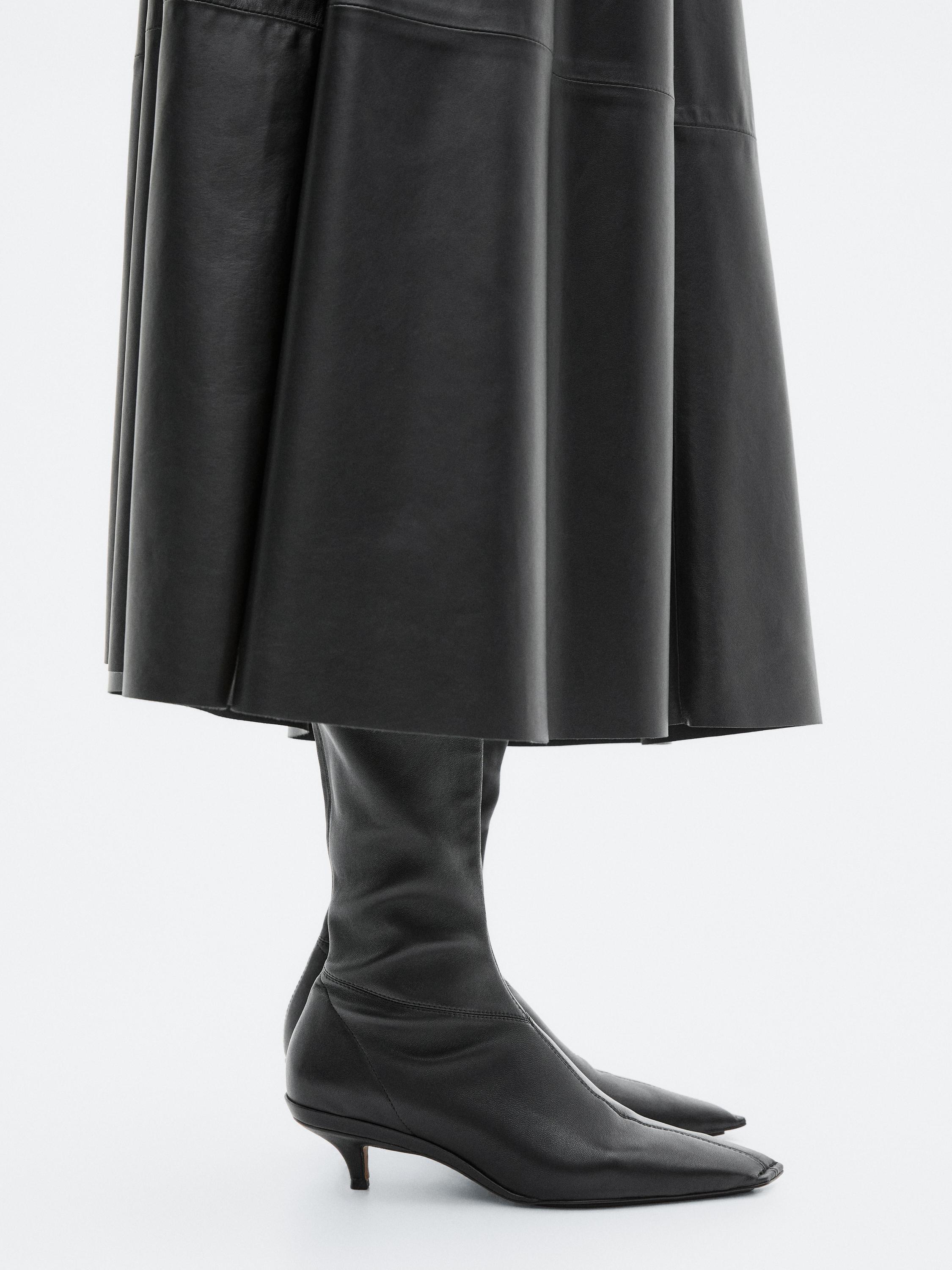 Long flared nappa leather skirt - LIMITED