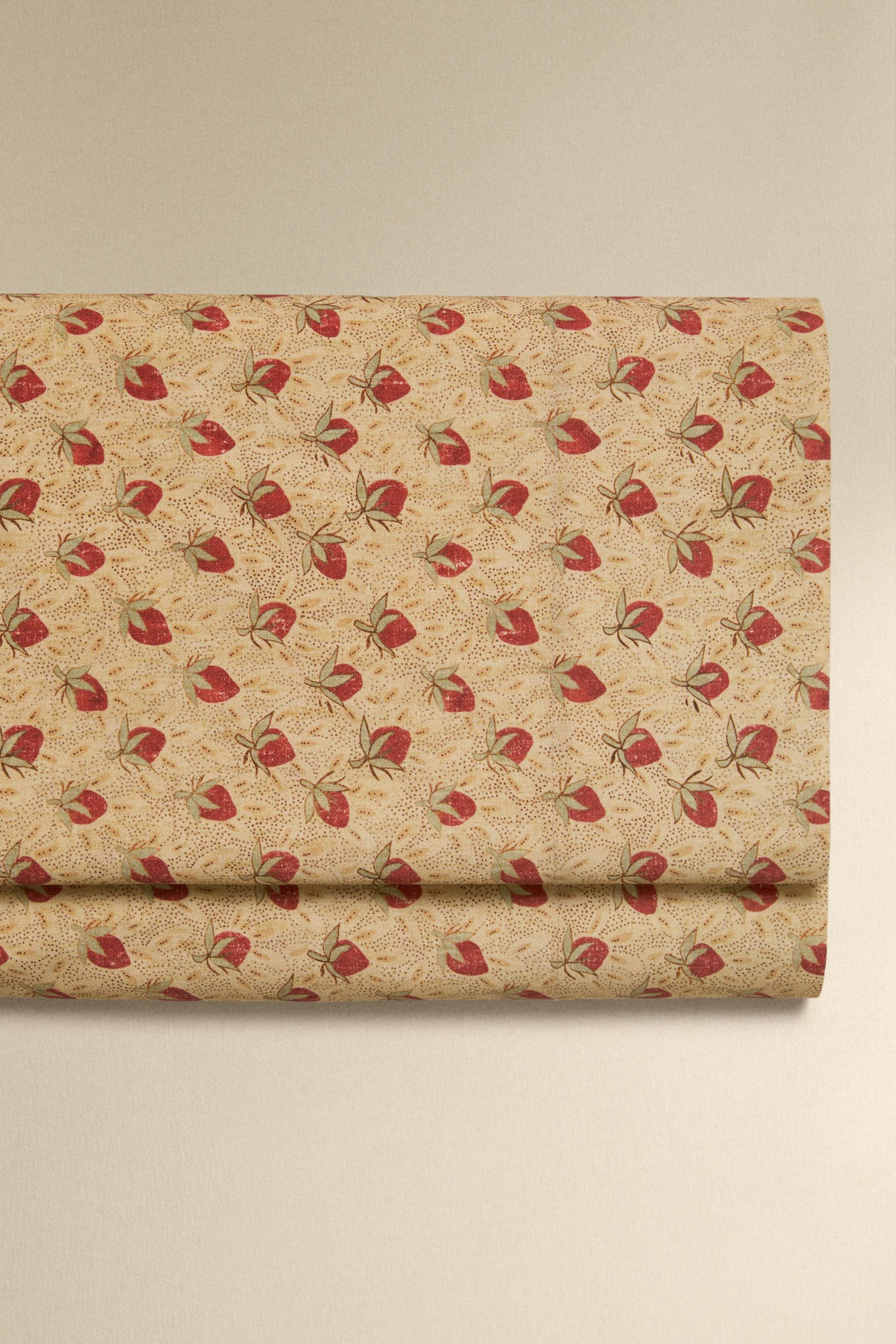 KATHARINE POLE STRAWBERRY PERCALE FLAT SHEET