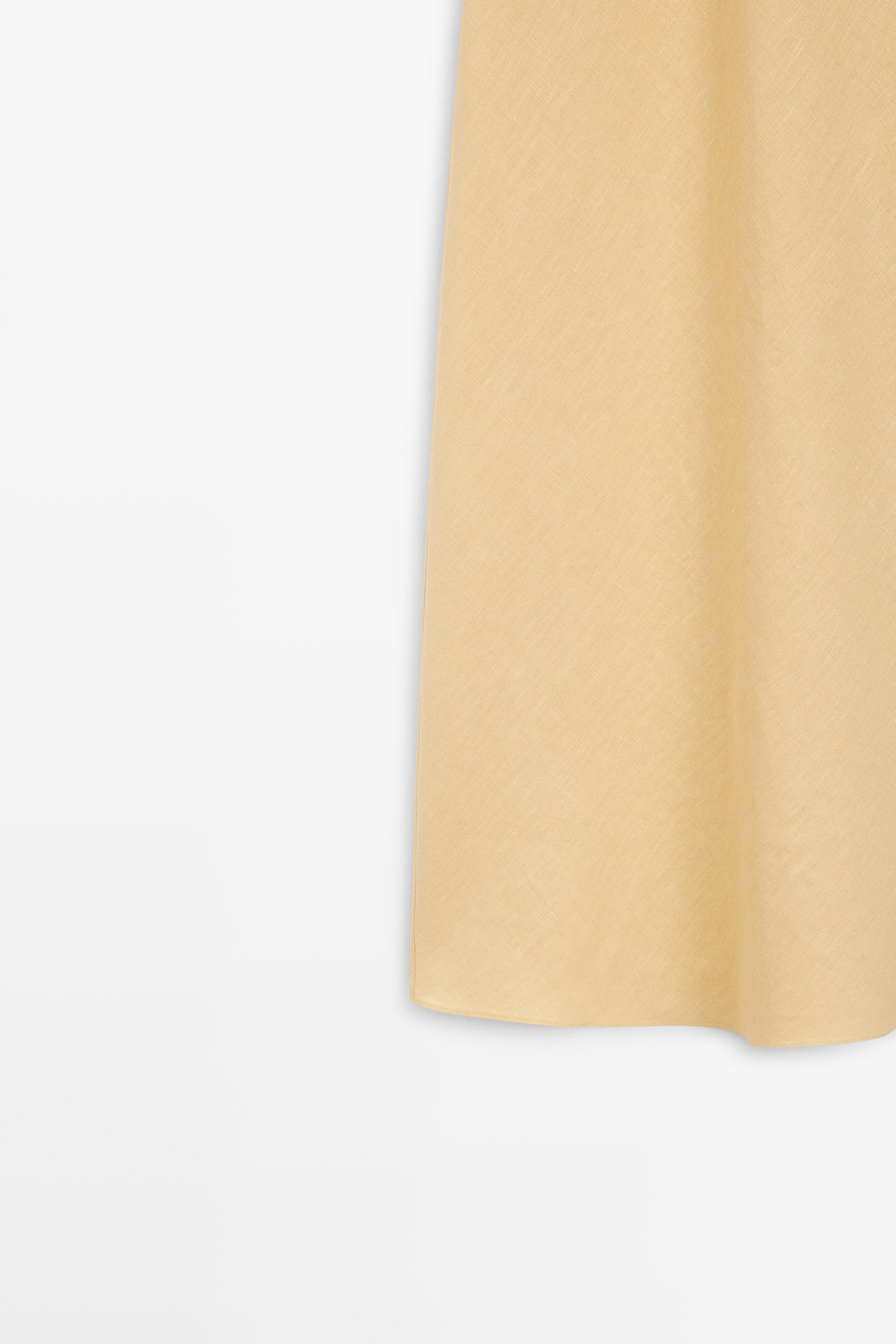 100% linen strappy midi dress