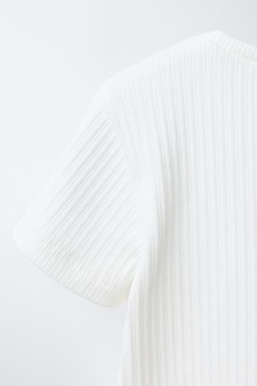 RIBBED T-SHIRT WITH CUT-OUT HEARTS - Oyster-white by Zara - Image 3
