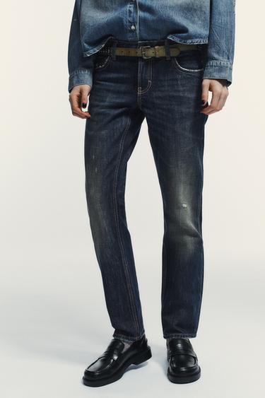 JEANS TRF GERADES BEIN, NIEDRIGER BUND - Marineblau von Zara