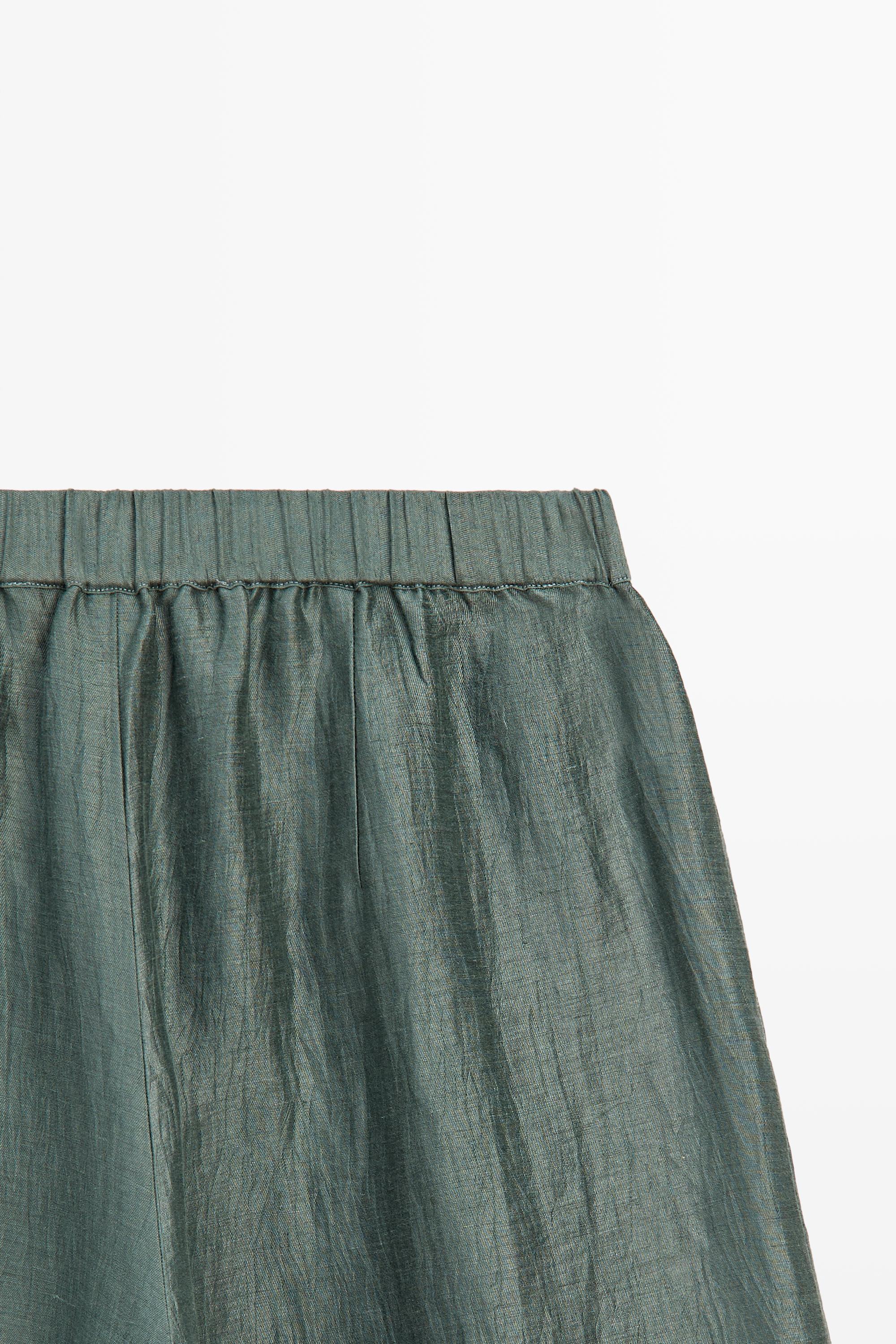 Flowing wide-leg linen blend trousers