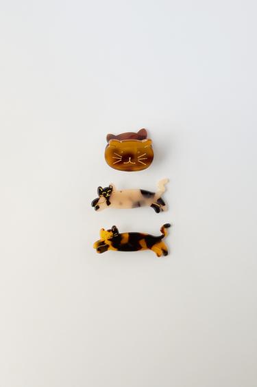 CONJUNTO DE TRÊS PRESILHAS COM GATINHOS - Curry da Zara - Imagem 0