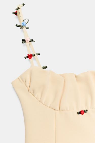 TOP CORSET STRETCH À FLEURS - Jaune pastel de Zara - Image 6