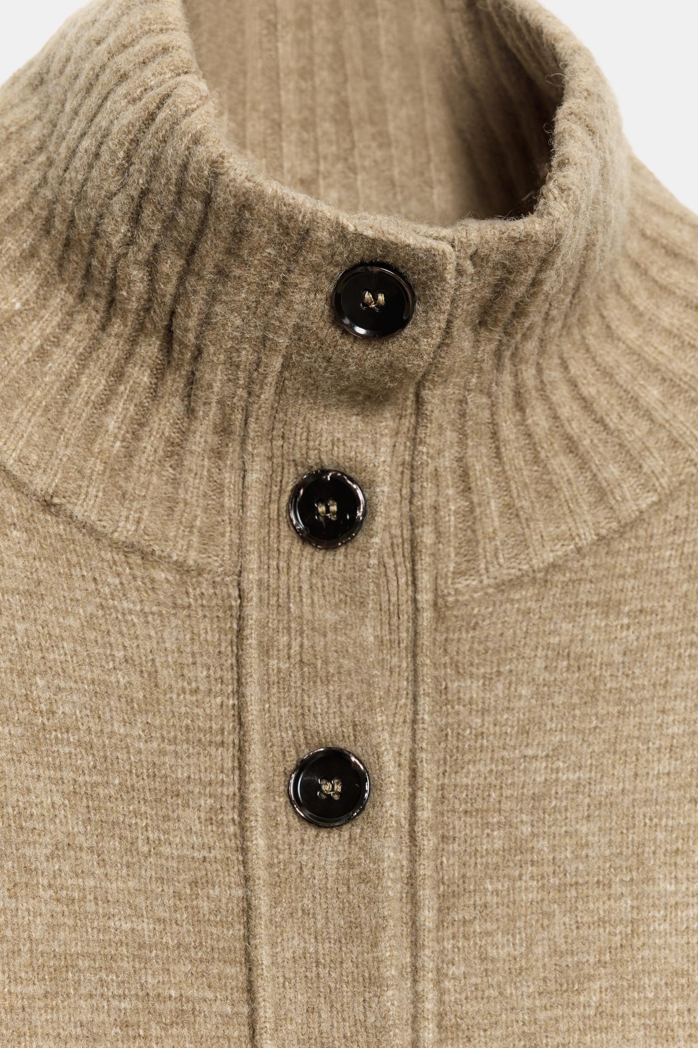 Женский кардиган Zara High Neck, цвет: Серо-коричневый коричневый — фото 9