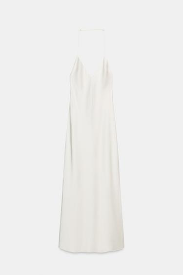 LONG V-NECK DRESS - Oyster-white by Zara - Image 0