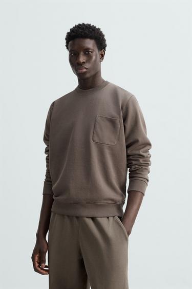 CREW NECK SWEATSHIRT WITH POCKET - Earth by Zara