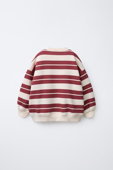FELIX THE CAT © STRIPED SWEATSHIRT - Ecru / Maroon by Zara - Image 1