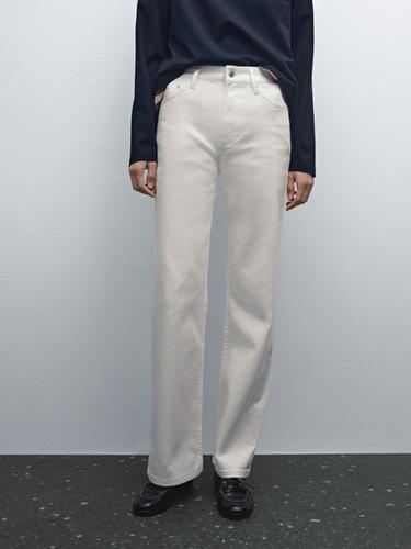 Pantalón tejanero tiro alto straight fit - Crudo de Zara