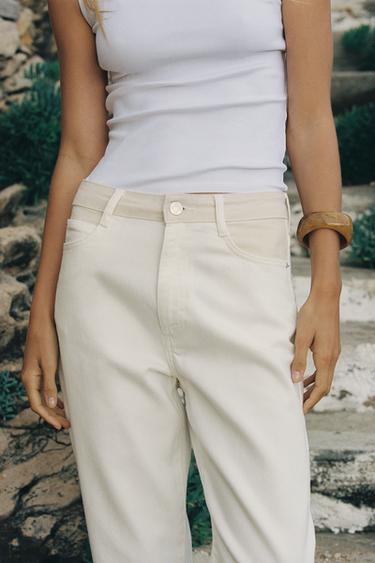 JEAN Z1975 MOM FIT TAILLE HAUTE TAILLE COMBINÉE - Écru de Zara - Image 3