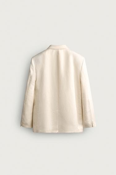 VESTE À BOUTONNAGE CROISÉ EN VISCOSE ET LIN - Blanc cassé de Zara - Image 6