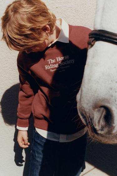 SUDADERA TEXTO BORDADO  - Granate de Zara