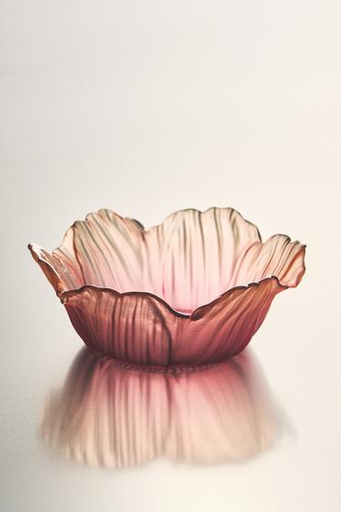 Zara GLASS FLOWER BOWL - Pink