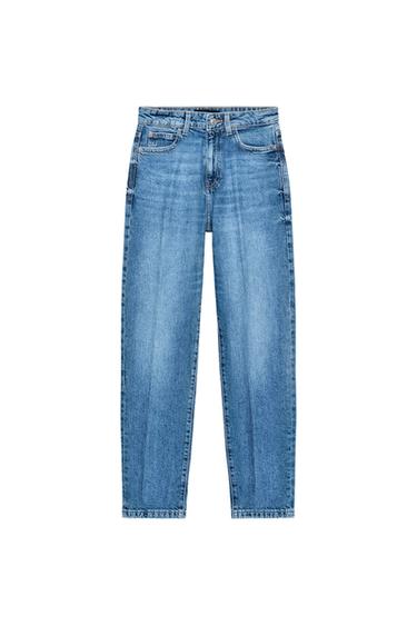 ДЪНКИ Z1975 MOM FIT С ВИСОКА ТАЛИЯ И РЪБ - Средно-син от Zara