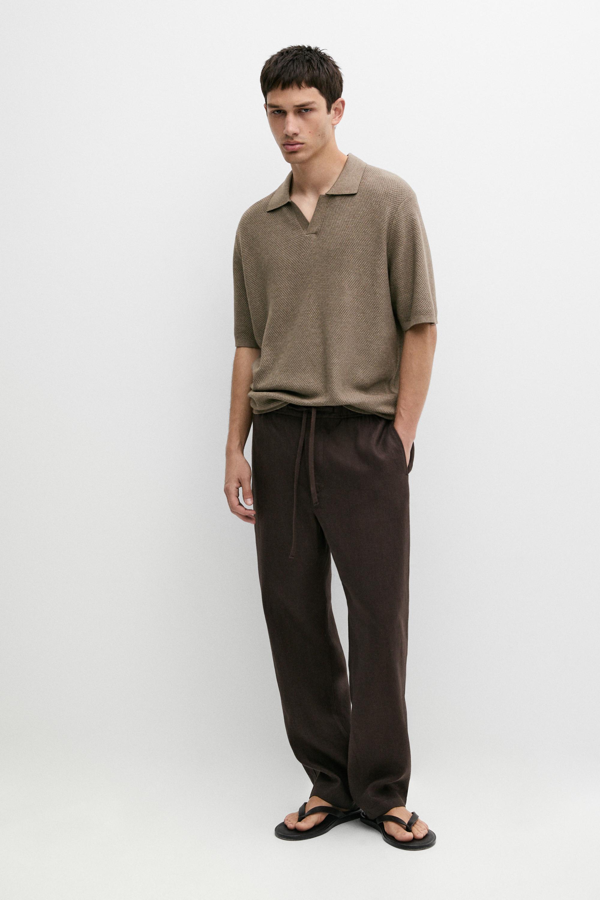 Cotton blend knit V-neck polo shirt — 548