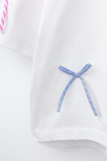 T-SHIRT WITH BOWS - White by Zara - Image 3
