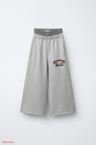 INTERLOCK WIDE-LEG BUTTERBEAR © TROUSERS - Grey by Zara