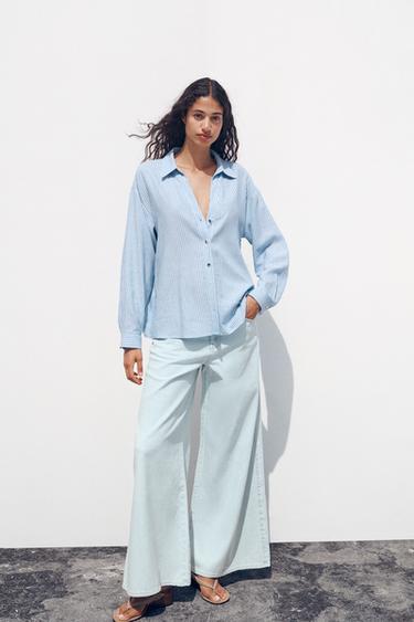 Z1975 PALAZZO MID-WAIST FULL LENGTH JEANS - Light blue by Zara - Image 0