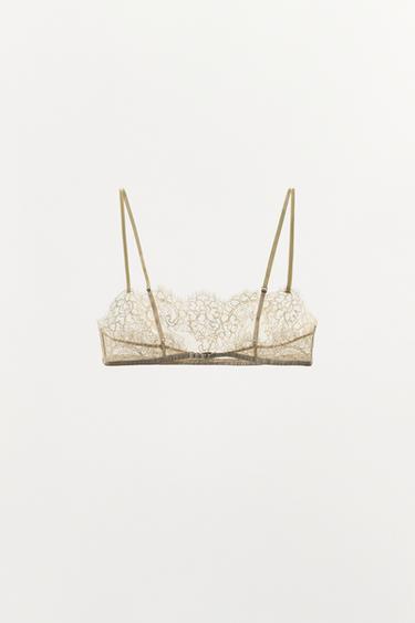 BRALETTE BANDEAU EN DENTELLE FLEURS BRODÉES - Écru de Zara - Image 8