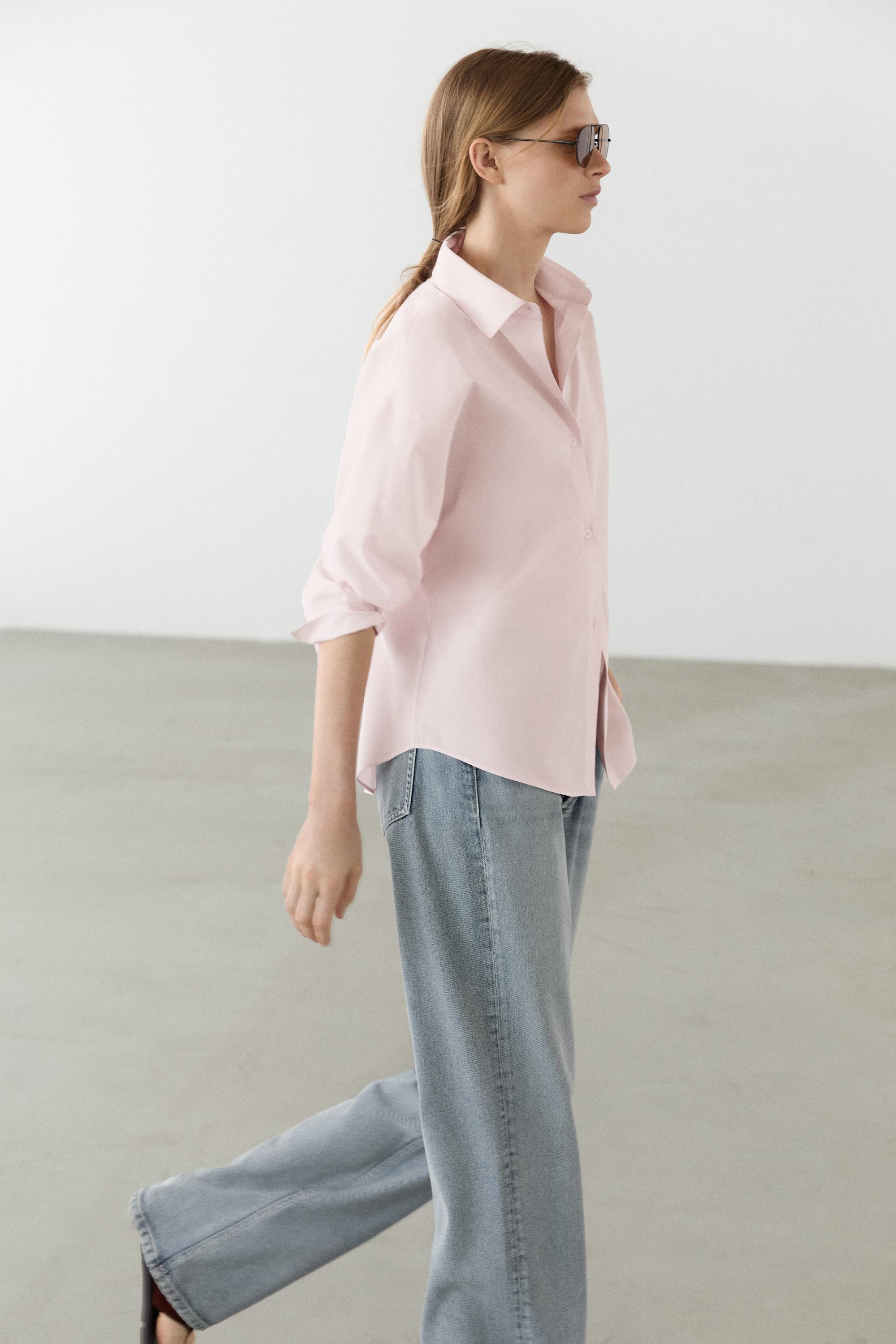Cotton poplin shirt with dart detail