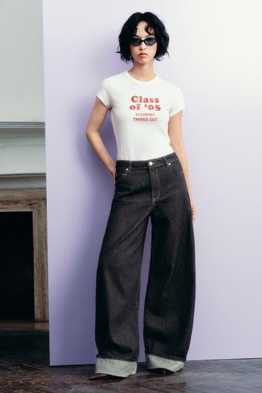 RUSTIC T-SHIRT WITH SLOGAN - White / Red by Zara