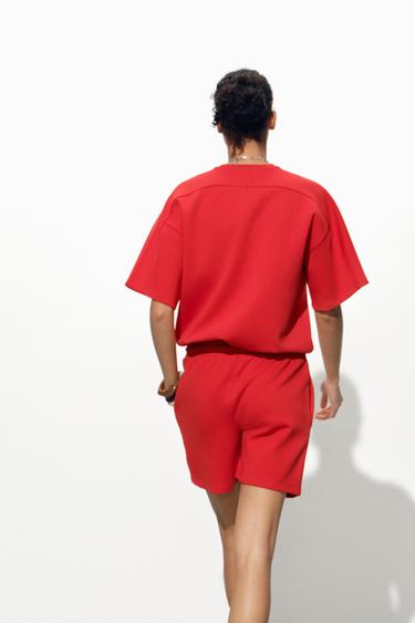 SHORT SLEEVE INTERLOCK SWEATSHIRT - Red by Zara - Image 4