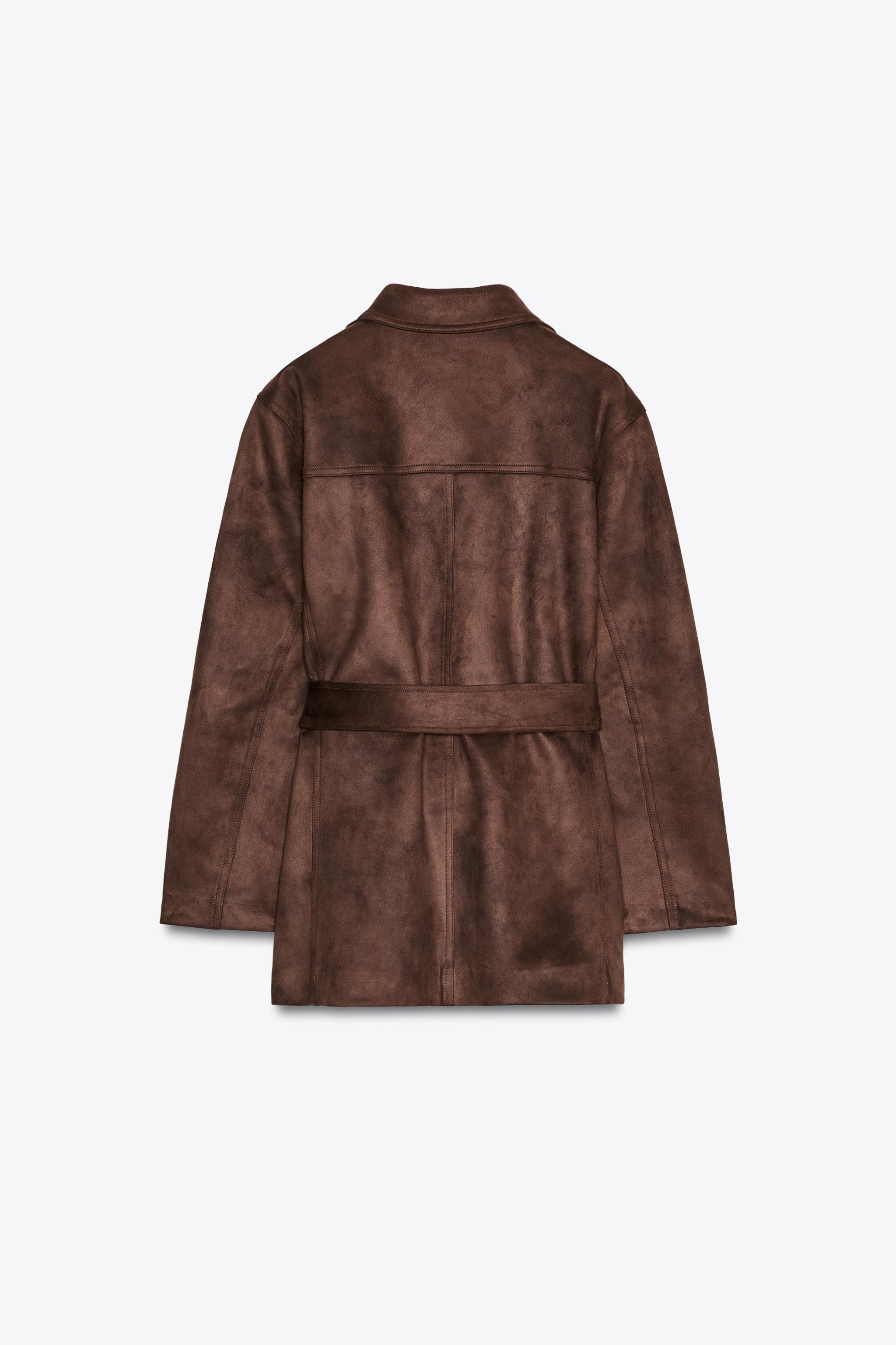 ベルト付きスエード風ジャケット - ブラウン | ZARA Japan / 日本