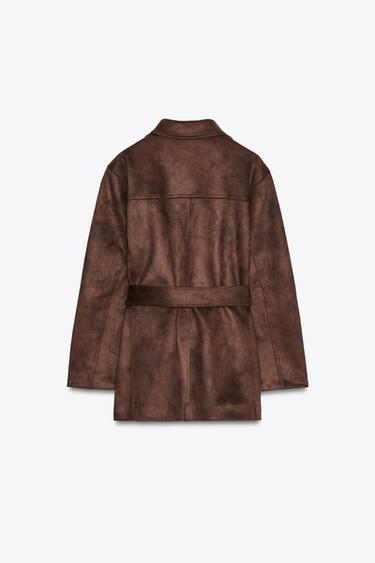VESTE EFFET DAIM CEINTURE - Marron de Zara - Image 8