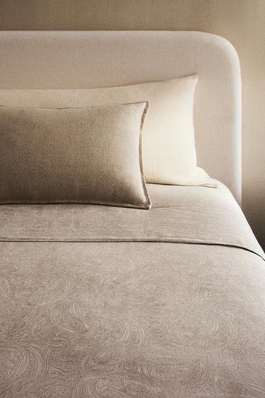PAISLEY SATEEN DUVET COVER - Light grey by Zara