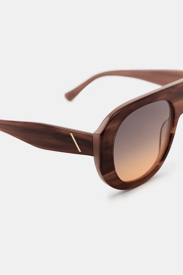 AVIATOR SHIELD SUNGLASSES - Brown by Zara - Image 3