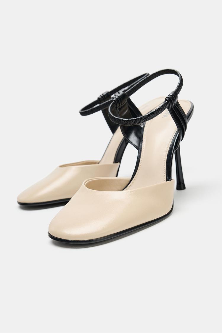 Zapatos de tacón con correa trasera de cuero 4