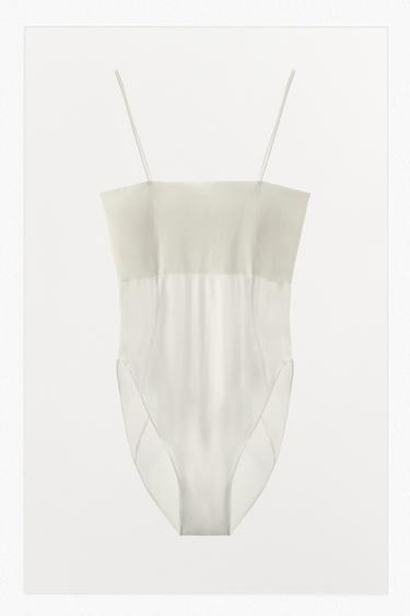 FITTED BODYSUIT WITH STITCHING - White by Zara