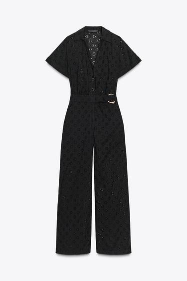 CUTWORK EMBROIDERY BUCKLE JUMPSUIT - Black de Zara - Image 4