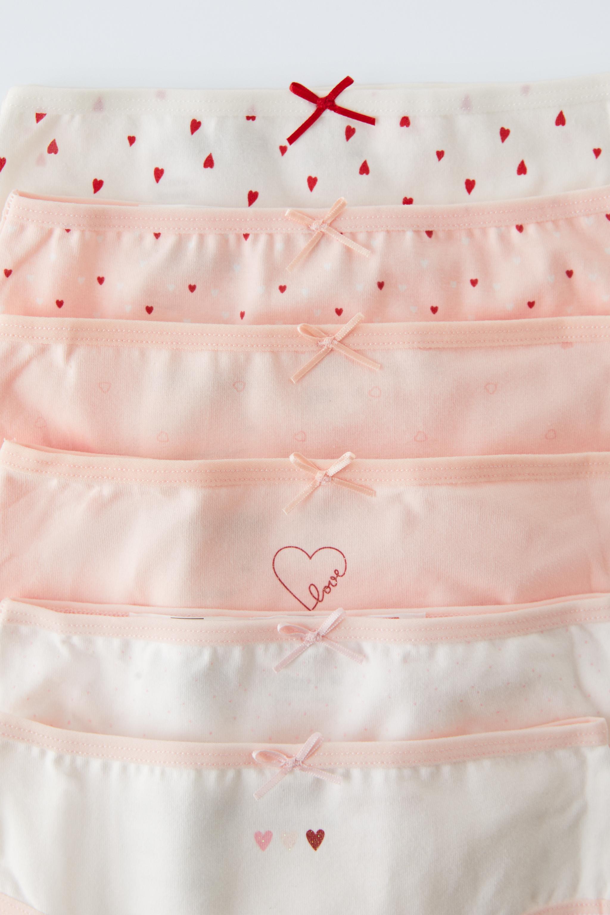 1-6 YEARS/ SIX-PACK OF HEART UNDERWEAR - Red