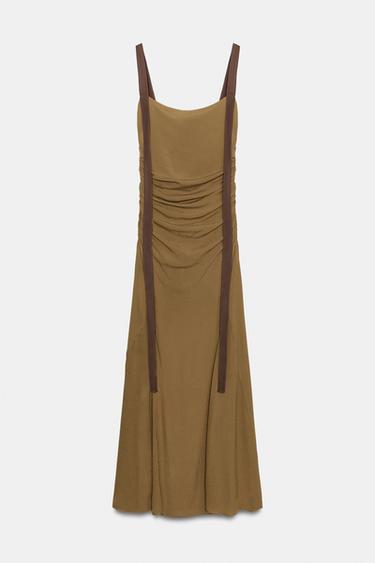 ROBE DRAPÉE EN GEORGETTE - Caramel de Zara - Image 6