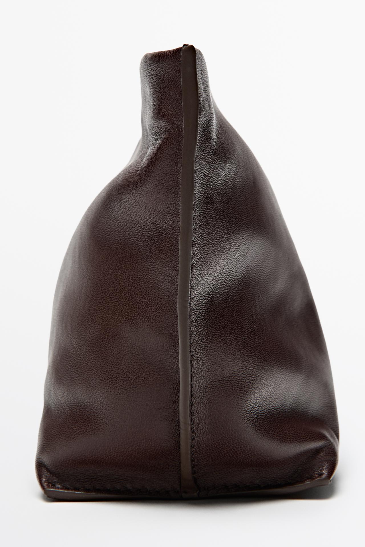 Large soft nappa leather toiletry bag — Brown marl