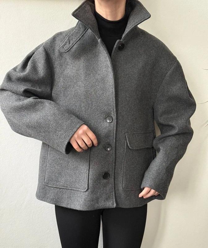 CROPPED WOOL COAT WITH HIGH NECK - Image 3