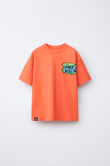 Zara SURF PRINT T-SHIRT - Orange