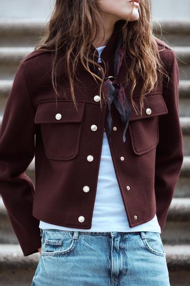 SOFT SHORT JACKET - Burgundy by Zara