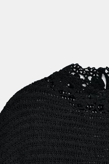 FLORAL HIGH-NECK KNIT TOP - Black by Zara - Image 7