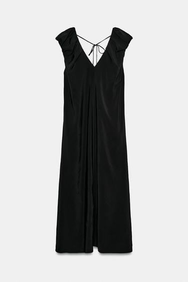 LONG DRESS WITH PUFF SLEEVES - Black by Zara - Image 7