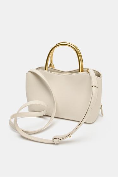 BAG WITH METAL FLOWER DETAIL - Ecru by Zara