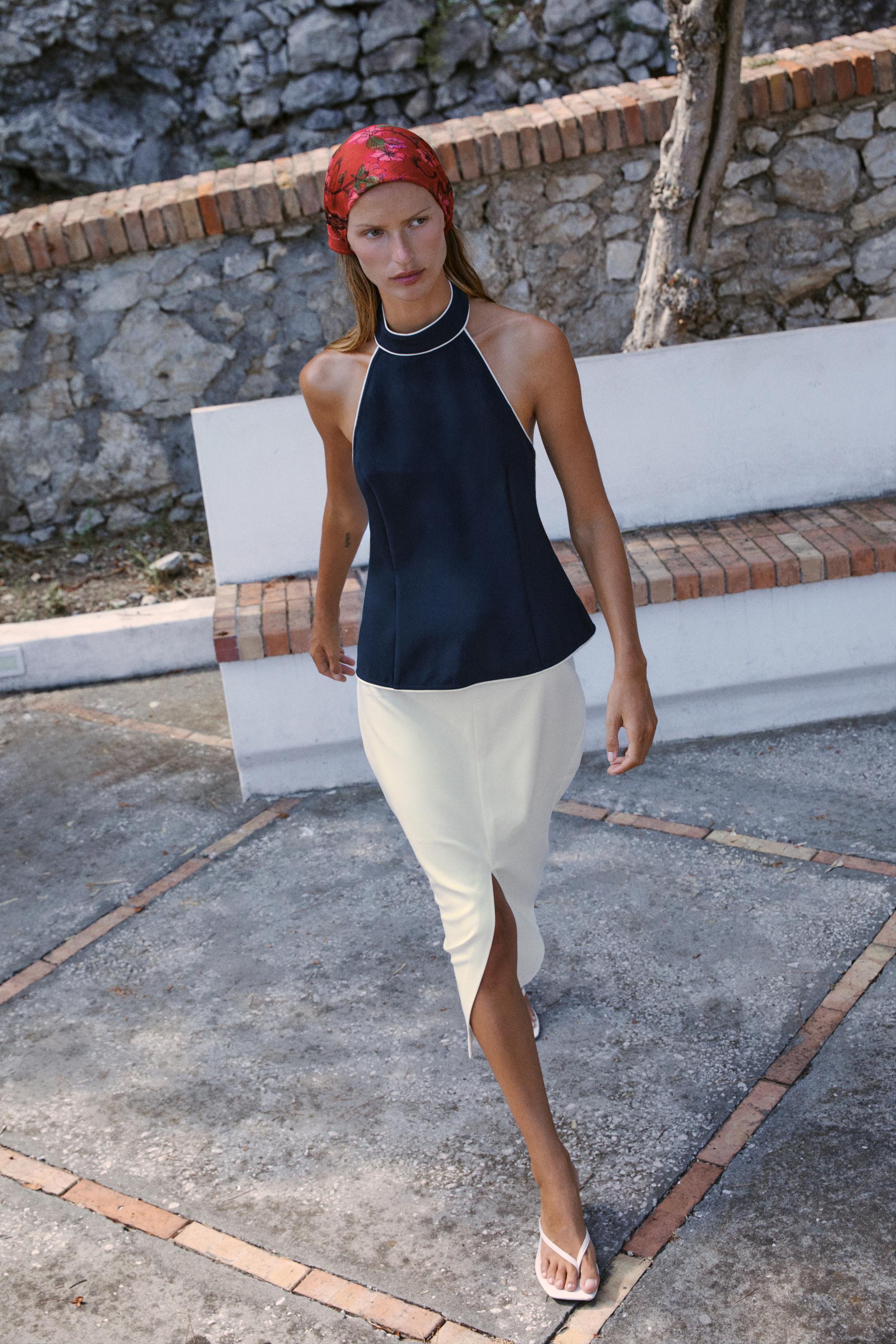 Zara KONTRAST BİYE DETAYLI HALTER TOP