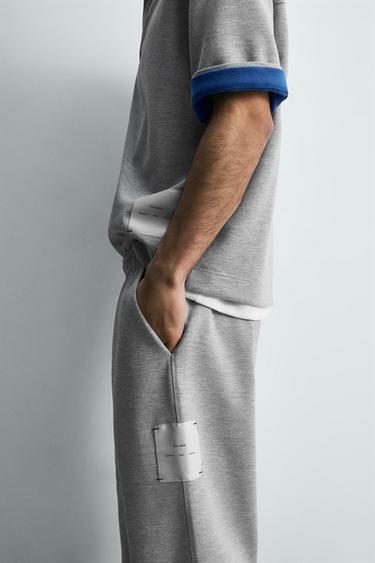TROUSERS WITH LABEL PATCH - Grey marl by Zara - Image 4